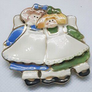 Collectable Pin ExClaymations Art to Wear Friends 22kt gold trim
